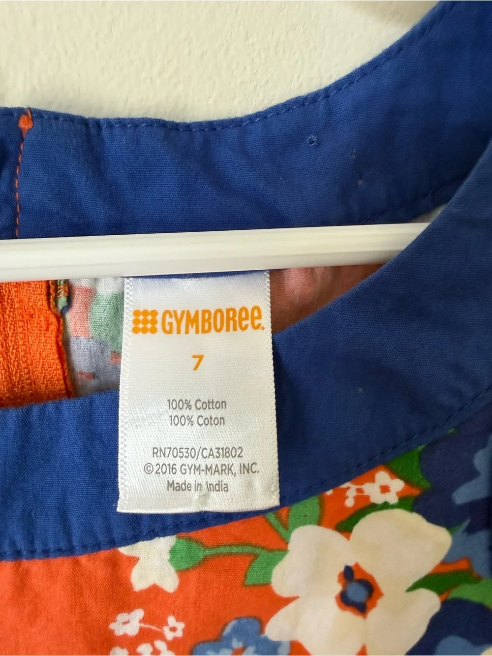 Gymboree Coral Floral Dress with Navy Trim